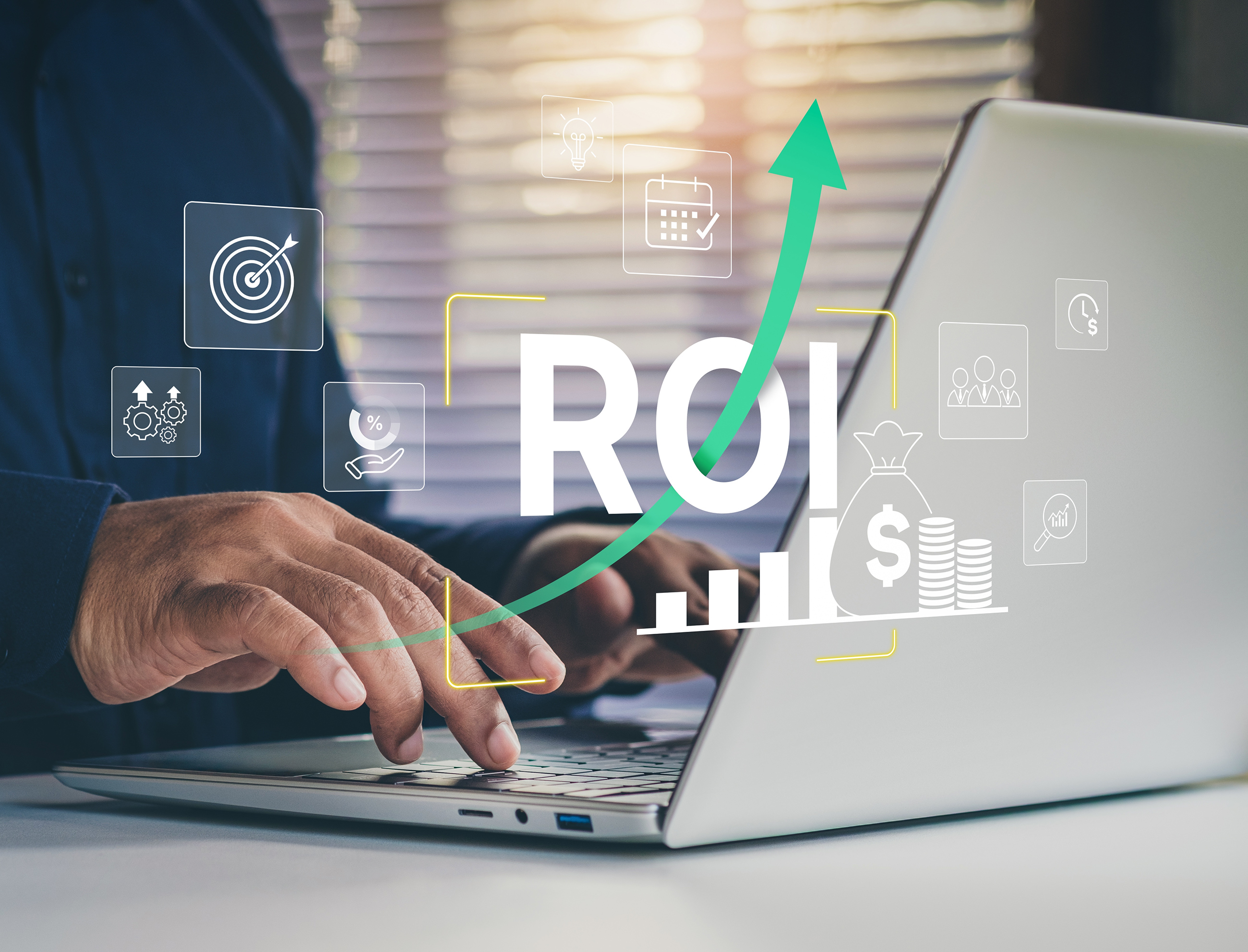 Tracking marketing ROI on a laptop